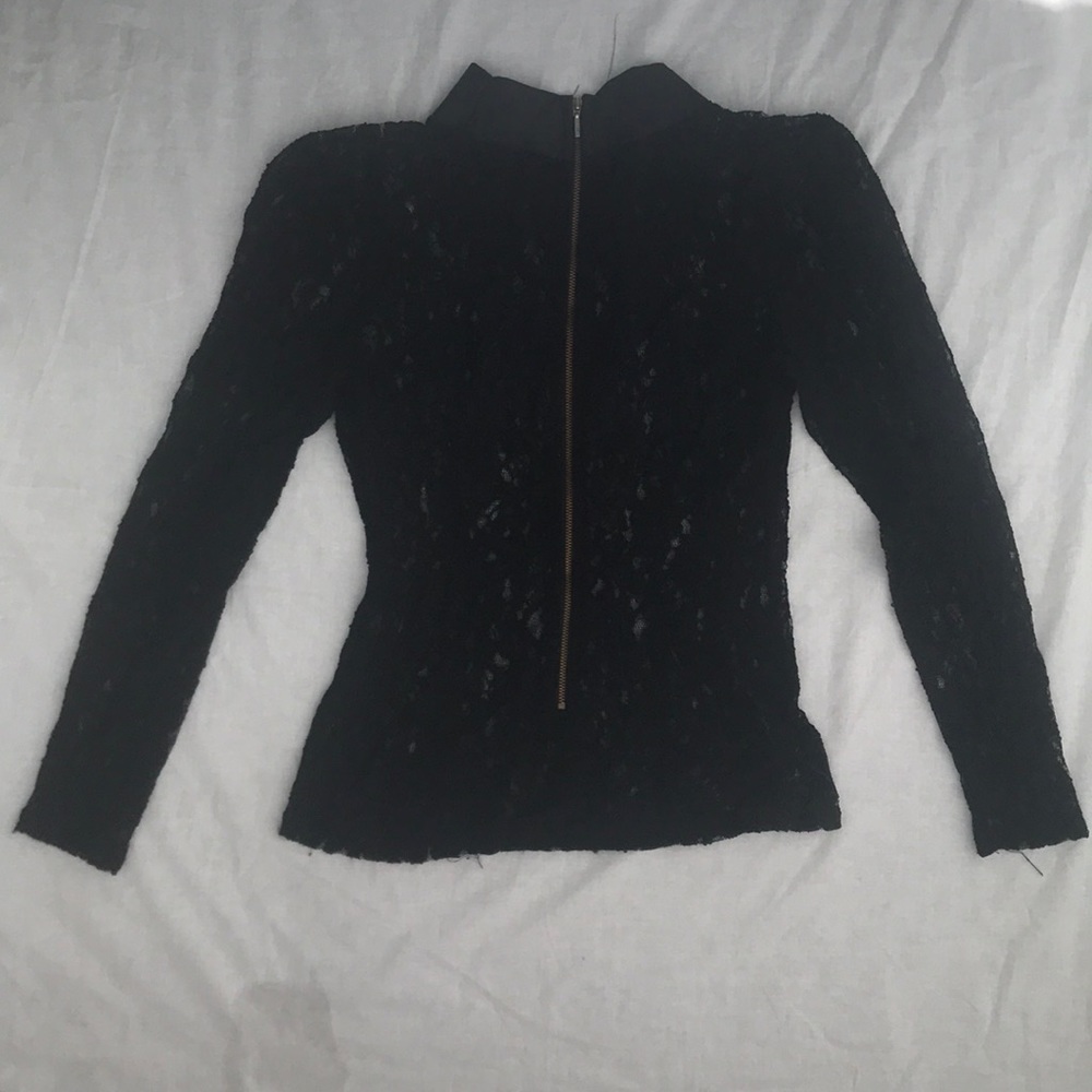 H&M Black lace long sleeve shirt. Size US 6.